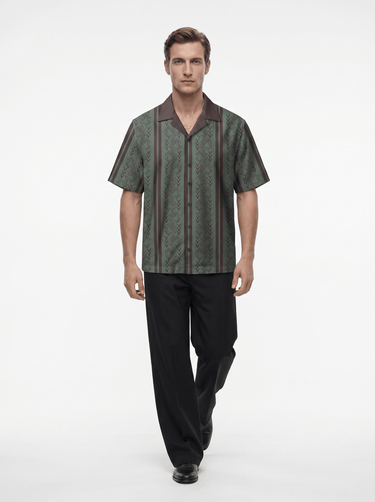 The "Celestial Descent" Cuban Collared Shirt