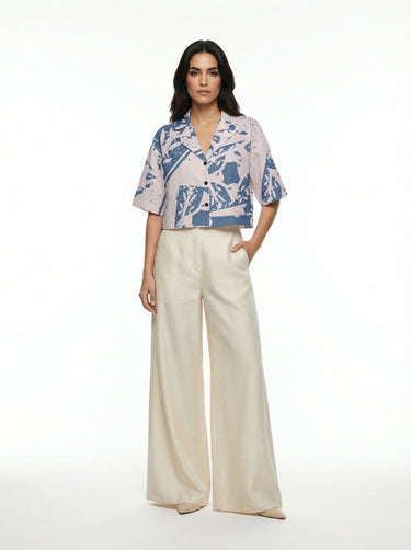 The "Cosmic Chaos" Cuban Collared Cropped Shirt