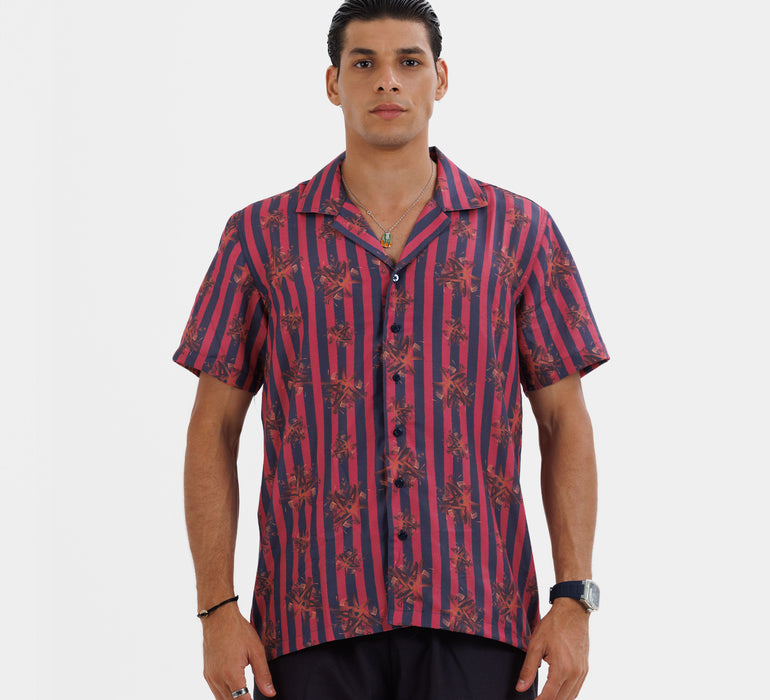 The "Lutheinn" Cuban Collared Shirt - Red