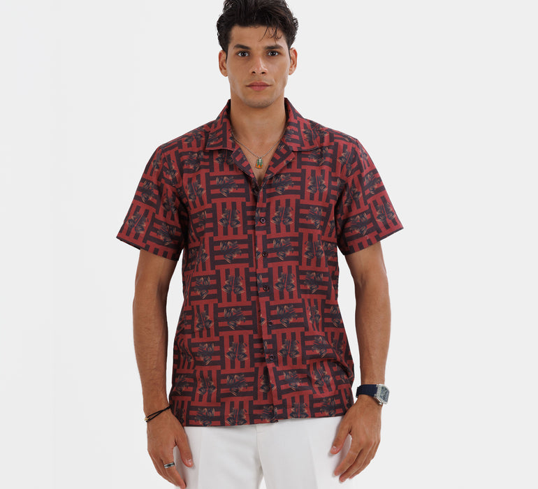 The "Mireaux II" Cuban Collared Shirt - Red