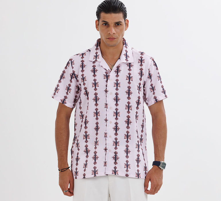 The "Solivara" Cuban Collared Shirt - Pink