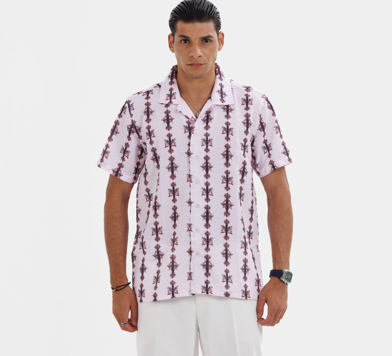 The "Solivara" Cuban Collared Shirt - Pink