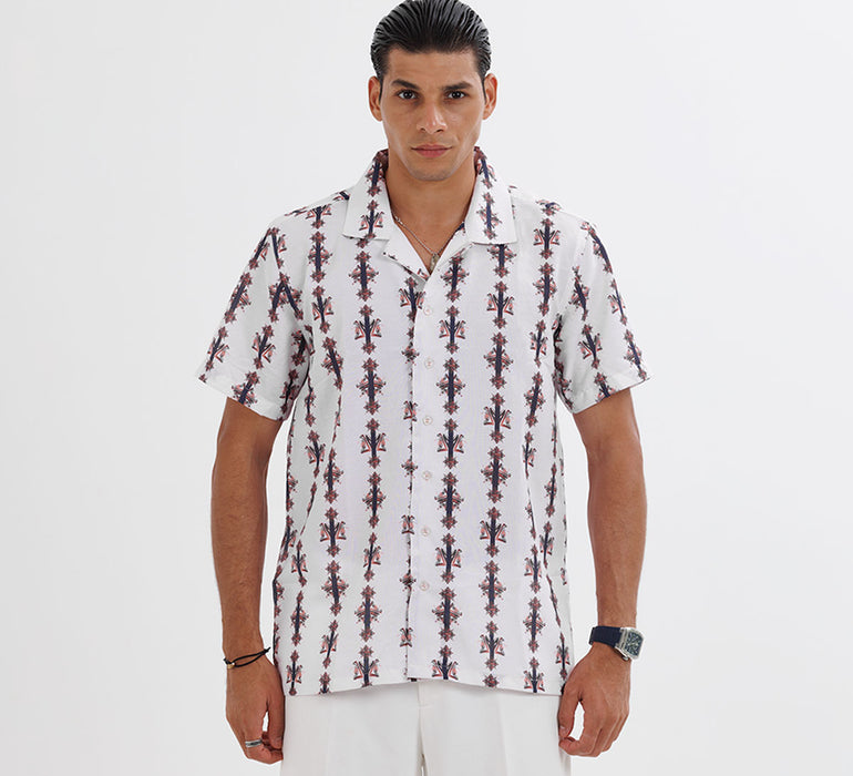 The "Solivara" Cuban Collared Shirt - White