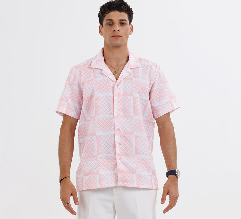 "The First Strand" Cuban Collared Shirt - Pink