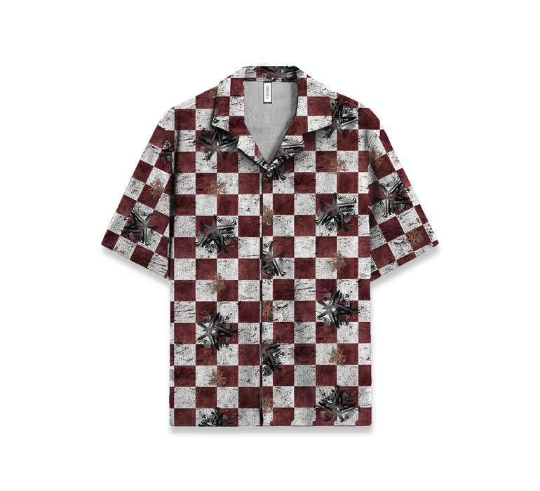 The "Astral Dynasty" Cuban Collared Shirt - Burgundy