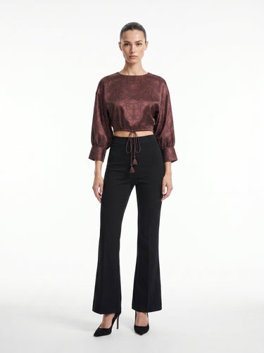 The "Timeless Impressions" Cropped Blouse With Drawstring
